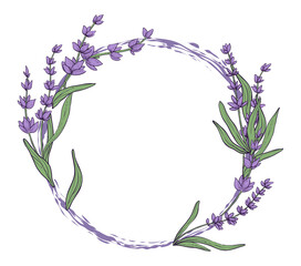 Lavender wreath, color vector illustration