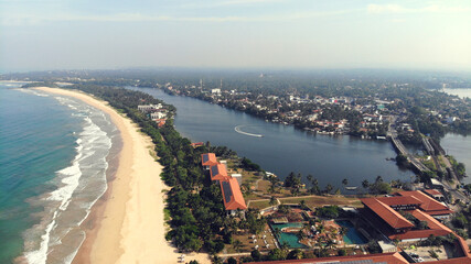 resort coast of sri lanka. drone shot