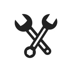 Wrench and screwdriver, repair icon, logo isolated on white background