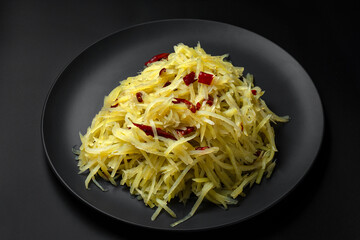 asian dish on a black background