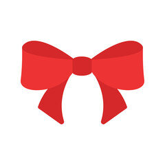 red gift bows with ribbon on white background . Vector illustration.