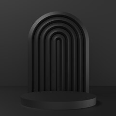 Obraz premium Online shopping elegant dark podium platform for product presentation on a dark background. Black Friday concept with gift boxes.