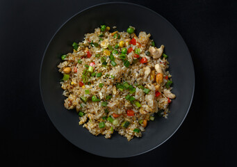 asian rice on a black background