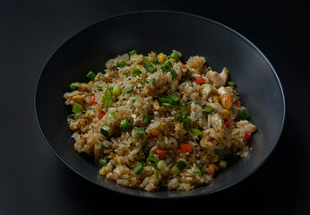 asian rice on a black background