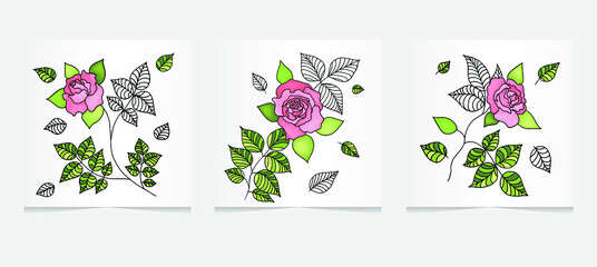 Rose Line art. Vector illustration. Abstract minimal flower design for cover, prints, Home decor picture, Design, print
