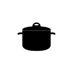 The icon of the saucepan for cooking the first dishes on a white background.
