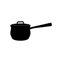 The icon of the saucepan for cooking the second course on a white background.