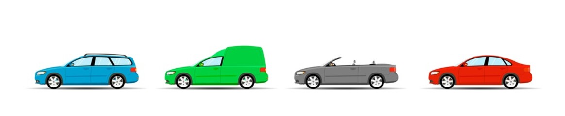 Fototapeta premium Set of vector images of cars. Car body options. Vector illustration.