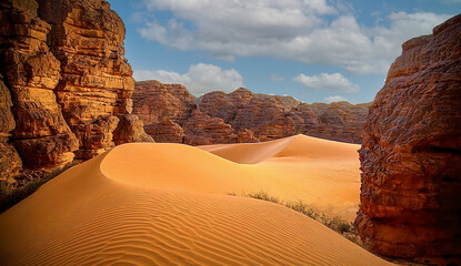 Sand dunes in the Sahara desert near the djanet Algeria - obrazy, fototapety, plakaty