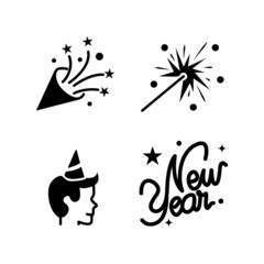 Black new year icon design 01 isolated