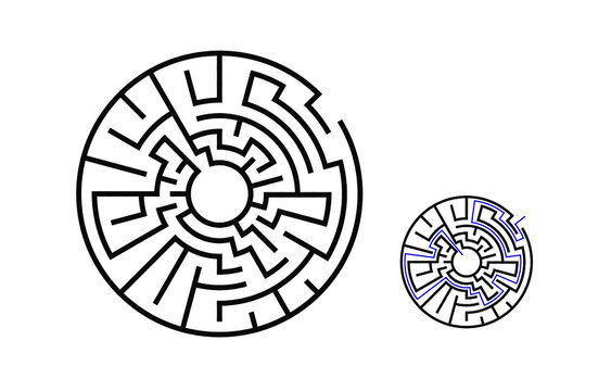 Play radial children's labyrinth for the development of mental thinking. Maze game with entry and exit.