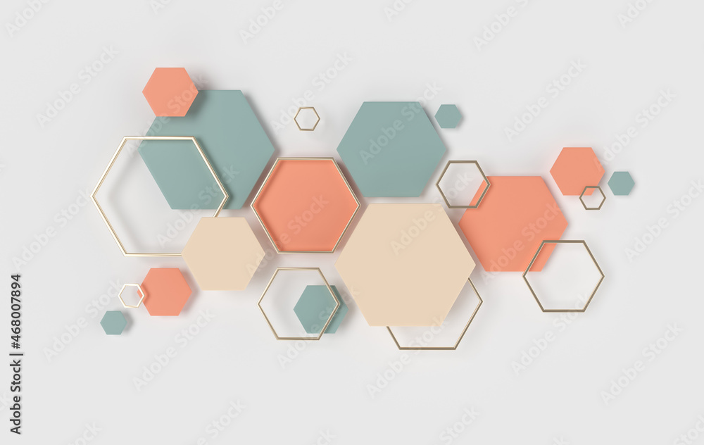 Aufkleber hexagonal abstract background, depth of field effect. modern cellular honeycomb 3d panel with hexago