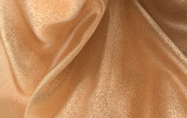 Luxury soft textile fabric in motion  3d render. Abstract modern golden cotton 3d background