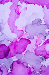 Colorful background with shades of crimson. Abstract texture alcohol inks. Decorative marble backdrop. Creative copy space