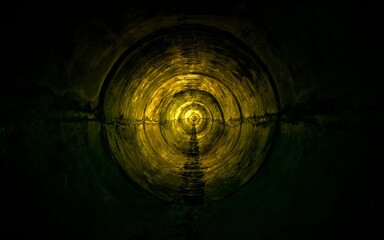 Dark Endless concrete tunnel underground