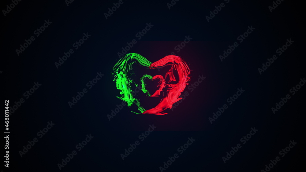 Aufkleber romantic symbol with 3d render of glowing linear streams and energy clots. magic of passion and glow