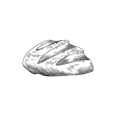 Hand drawn bread in engraved sketch style - vector illustration isolated on white background.