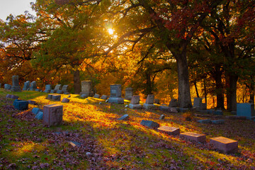 Cemetery Near Sundown In Autumn - Springdale Cemetery - Peoria, Illinois