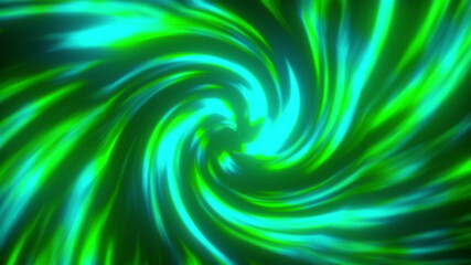 Obraz premium Neon 3d render spiral moving in space. Futuristic whirlpool in dark sky. Magical bright powerful flash that bends space. Digital luminous twirl rotating graphic elements.