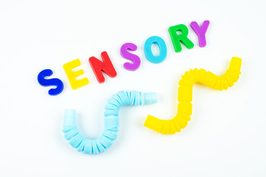 Sensory word and sensory toy for kid. Sensory training, fine motor skills, sensory integration, dysfunction and processing disorder. Sensory toy, creativity, occupational therapy
