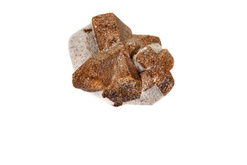 macro mineral stone Staurolite on a white background