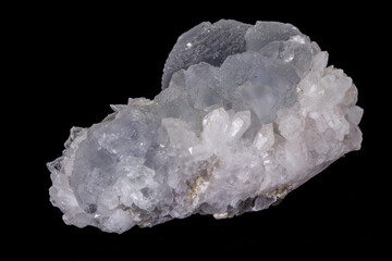 macro mineral fluorite stone on balck background