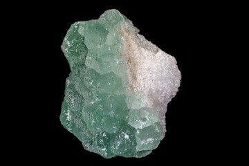 macro mineral fluorite stone on balck background