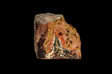 macro stone mineral jasper on black background