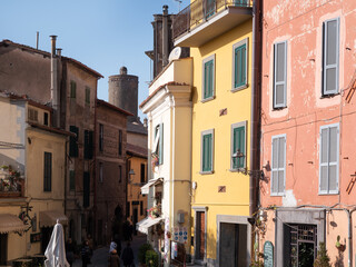 Fototapeta na wymiar I colori del centro cittadino della città di Nemi, in provincia di Roma