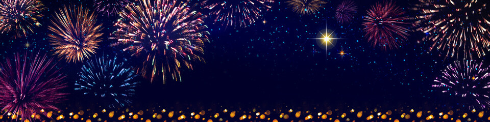 Abstract colored firework background . New Year background.