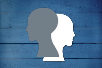 Double head symbol, alter ego, analysis, unconscious, mental health idea