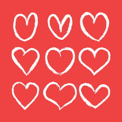 Hand drawn doodle hearts. Set of heart illustrations for valentine's day decoration. Love sketches.