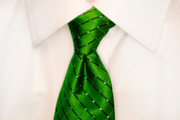 White Shirt and Green Tie for Business or Formal Wear