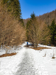 walking in the snow,  Tisitei Gorges, Vrancei Mountains, Romania 