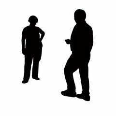 a couple making chat, silhouette vector