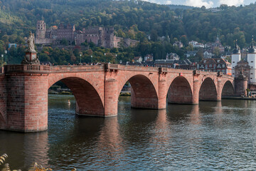 Fototapeta premium old bridge over the river in heidelberg, germany. 