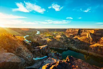 Fototapeta premium sunset over the river
