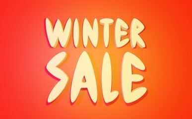 3d render winter sale lettering Christmas online shopping illustration. Mobile market text, Black Friday banner. For covers, advertisement, marketing, social media. New Year sale