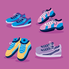 four sneakers shoes