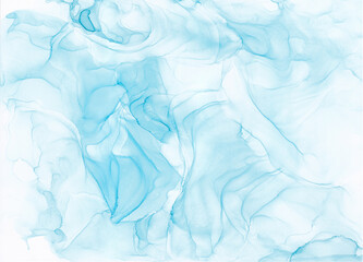 Abstract fluid art painting background alcohol ink technique deep blue and gold with text space for banner, background in luxury style.