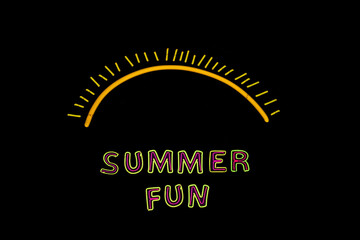 Neon Summer Fun Sign With Sun Photo Composite