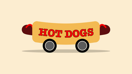Hot Dog Food Truck Vector Vehicle Illustration Hotdog Hotdogs Selling Food Festival Flat 