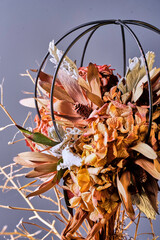 Still life flower arrangements and dried flowers