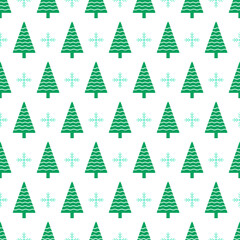 Christmas tree and snowflake vector seamless pattern