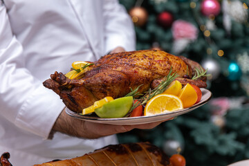 Christmas holiday table decorated with candles
