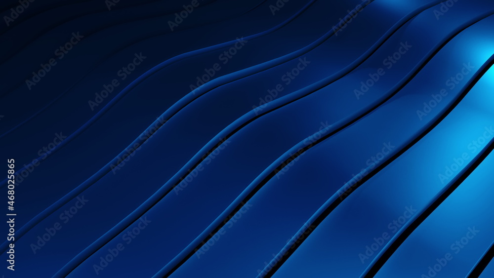Poster modern 3d illustration of surface with many waving lines, computer generating abstract background