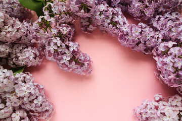 mock up postcard with lilac. a large bouquet of lilacs. spring bouquet 