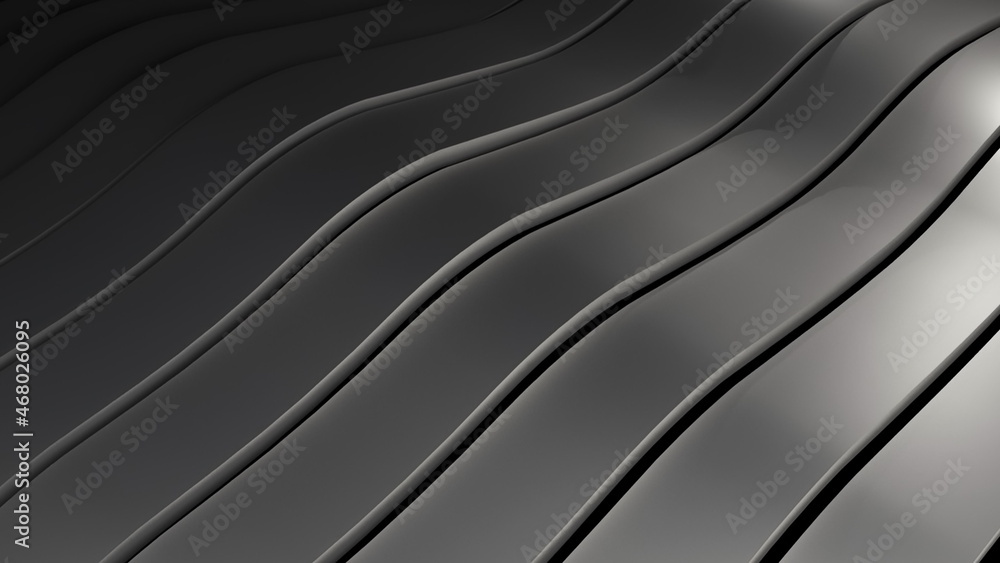 Poster modern 3d illustration of surface with many waving lines, computer generating abstract background