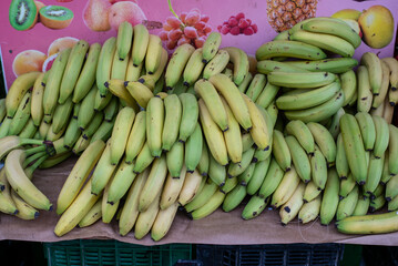 Fresh organic banana stand at the market