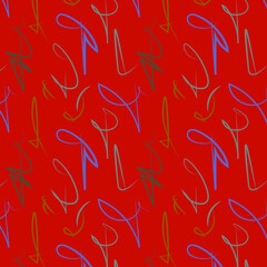Seamless pattern of strokes and graceful flowing lines